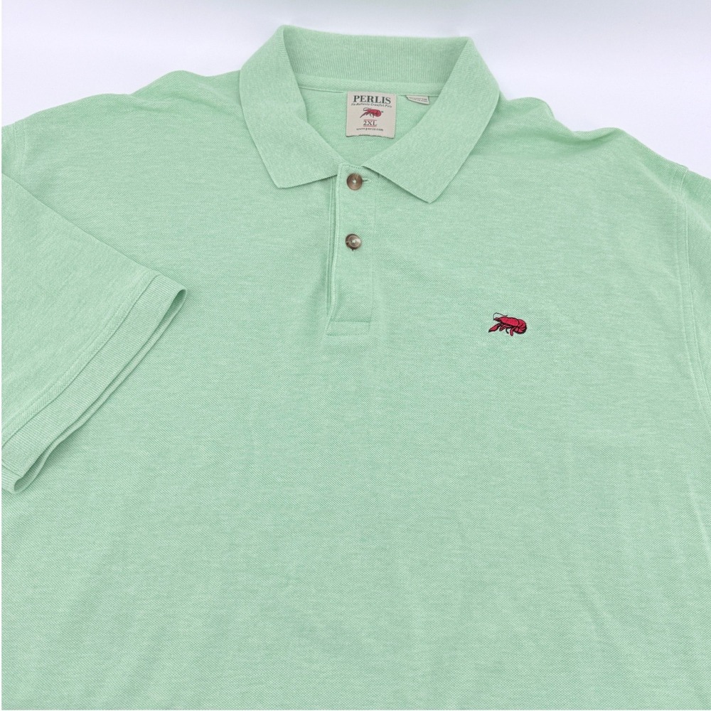 Perlis Mens Authentic Crawfish Polo Shirt Mens 2XL Light Green Heather Cotton